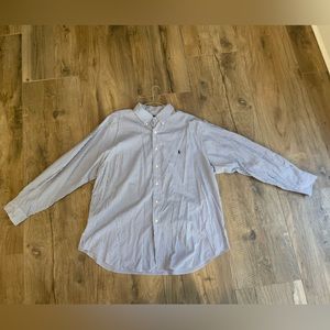 Ralph Lauren classic fit men’s shirt blue and white striped 17 1/2 34/35